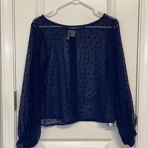 PASSPORT blue sheer blouse w/ hearts 🖤